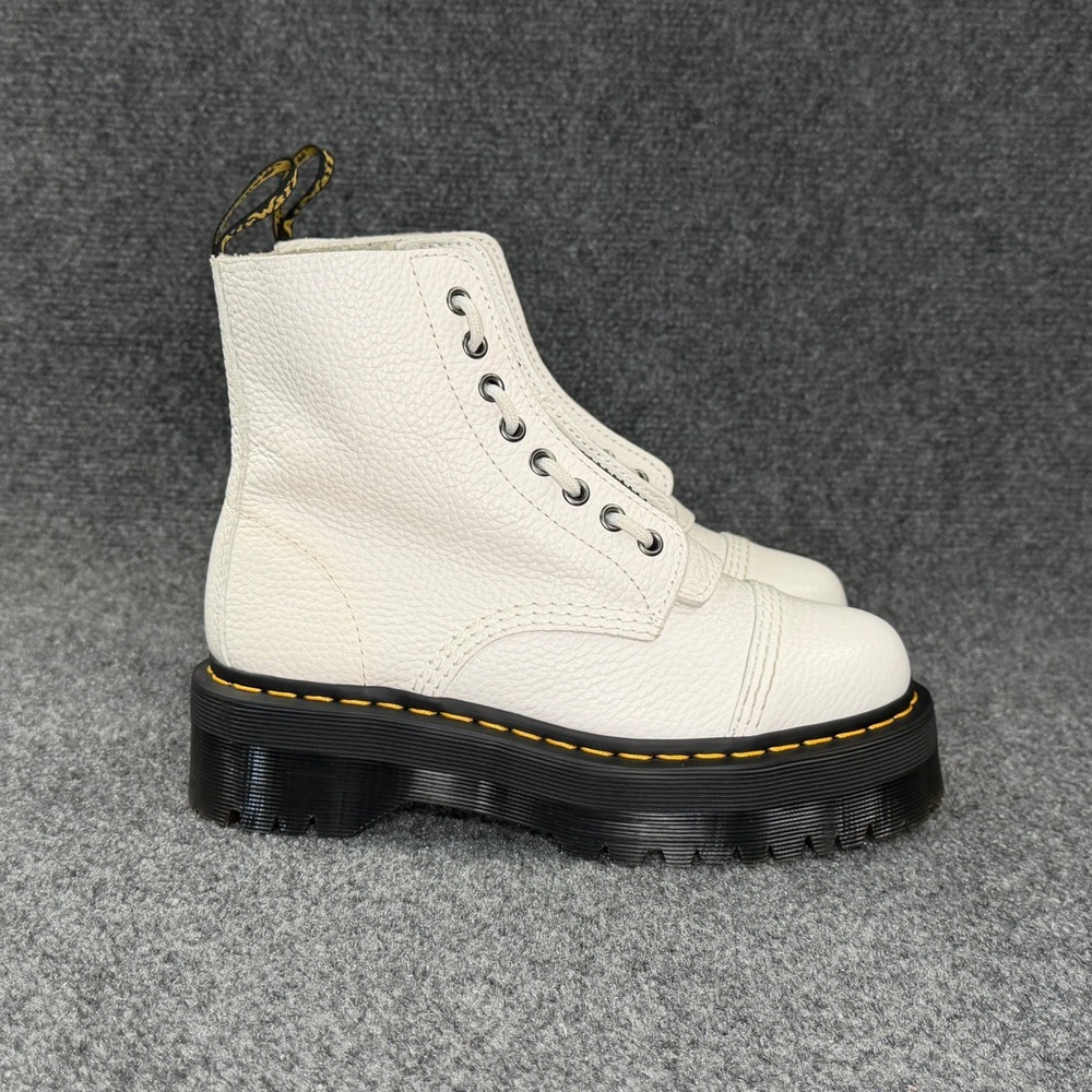 Dr. Martens Sinclair Boots Women's 7 Off White Nappa Leather Quad Platform Retro
